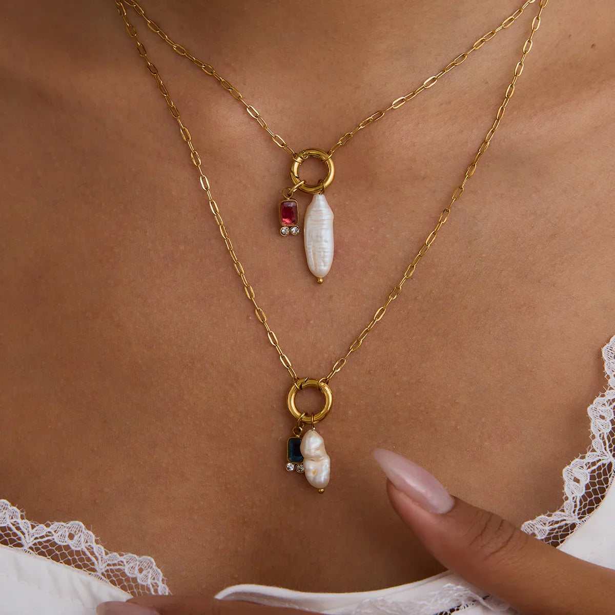 [Raffine]Caitlin Birthstone Pearl Necklace