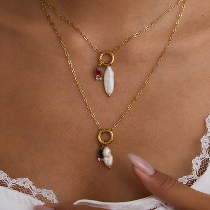 [Raffine]Caitlin Birthstone Pearl Necklace