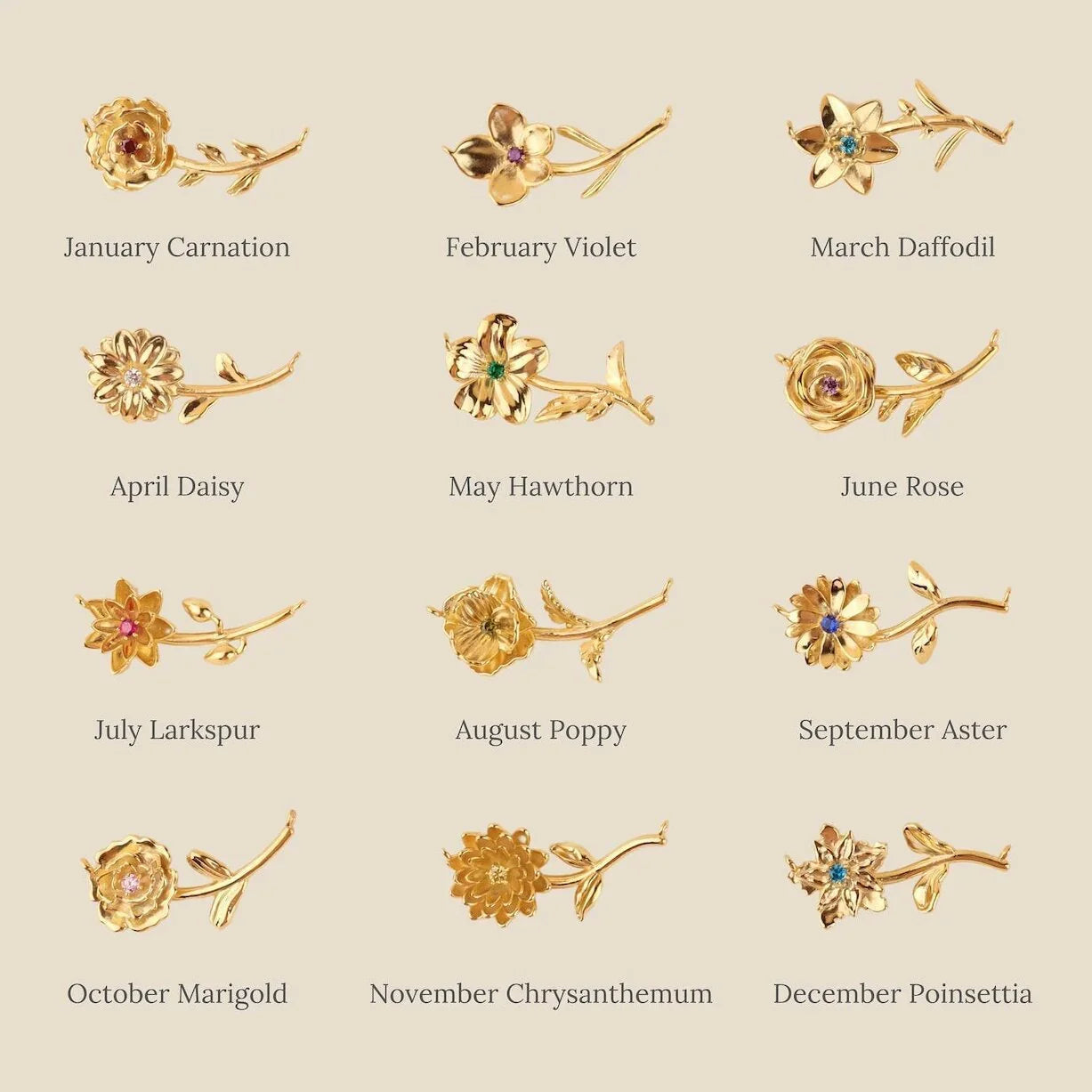 [Raffine]Maribelle Birth Flower Gold Necklace