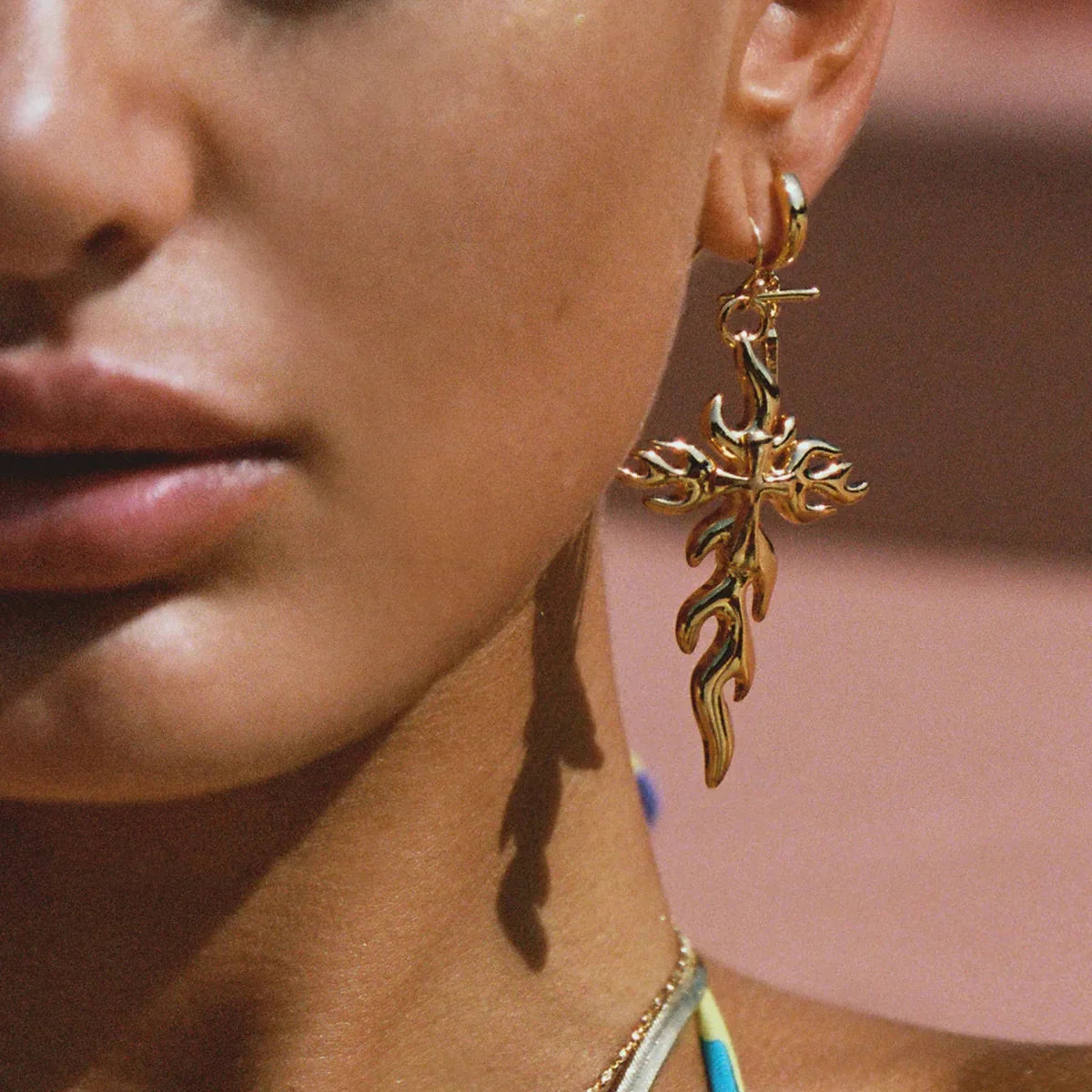 [Raffine]Adrielle Branched Cross Gold Earrings
