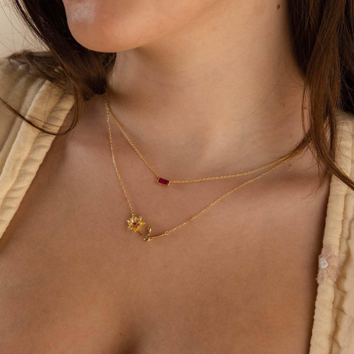 [Raffine]Maribelle Birth Flower Gold Necklace