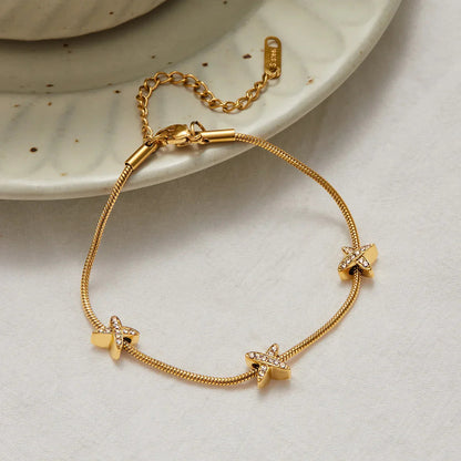 [Raffine]Brienne Diamond Cross Herringbone Bracelet