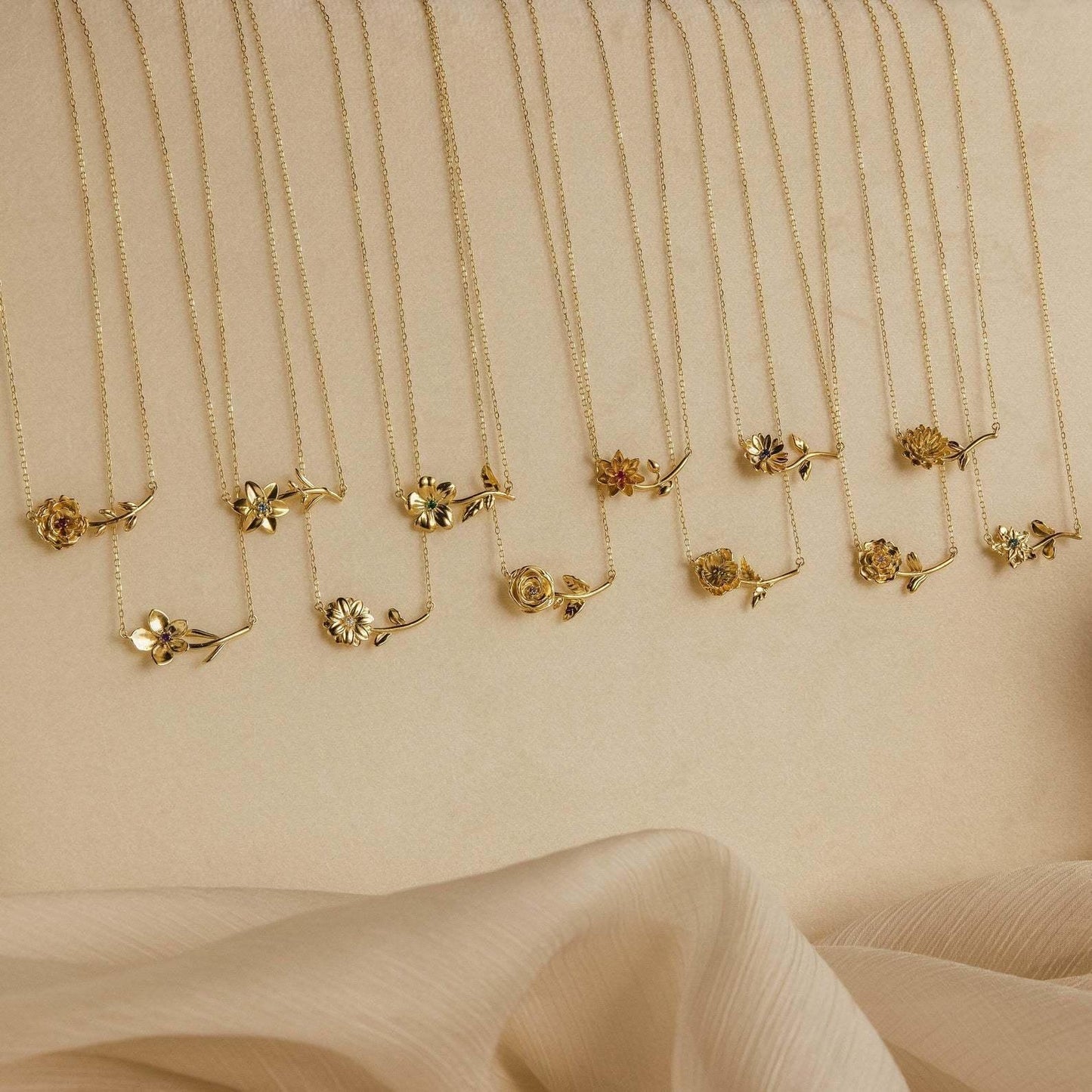 [Raffine]Maribelle Birth Flower Gold Necklace