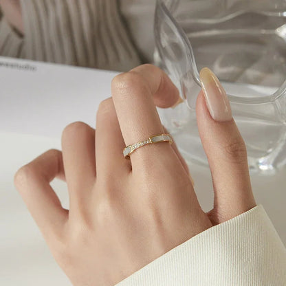 [Raffine]Gabrielle Diamond Simulant Gold Ring