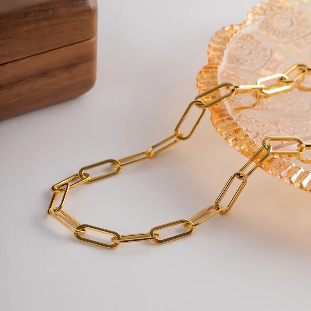 [Raffine]Ria Gold Paperclip Chain Necklace