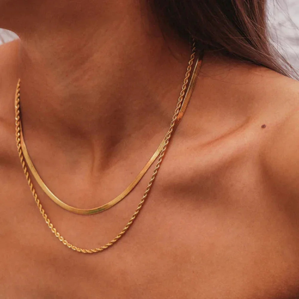[Raffine]Hailey Layered Gold Chain Necklace
