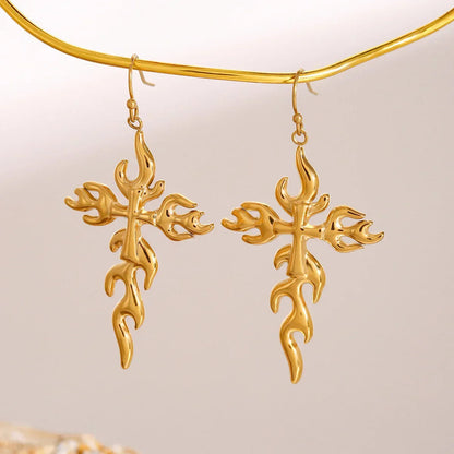 [Raffine]Adrielle Branched Cross Gold Earrings