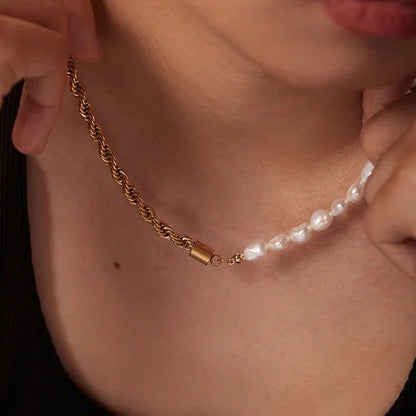 [Raffine]Dualia Gold Pearl Necklace