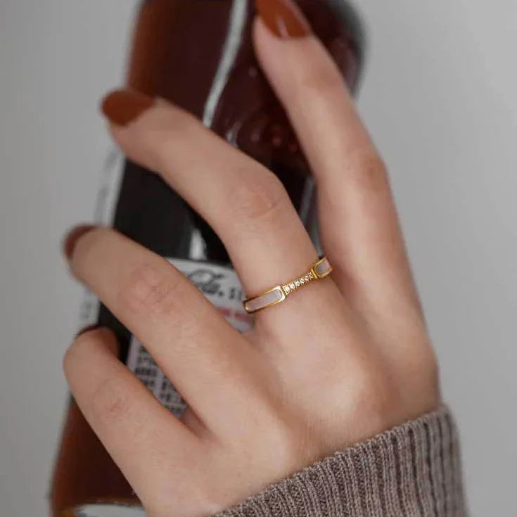 [Raffine]Gabrielle Diamond Simulant Gold Ring
