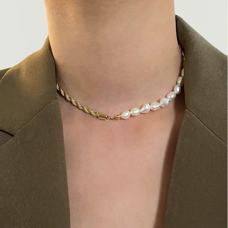 [Raffine]Dualia Gold Pearl Necklace