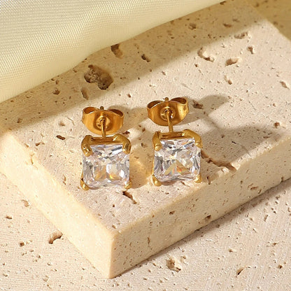 [Raffine]March Solitaire Gold Earrings
