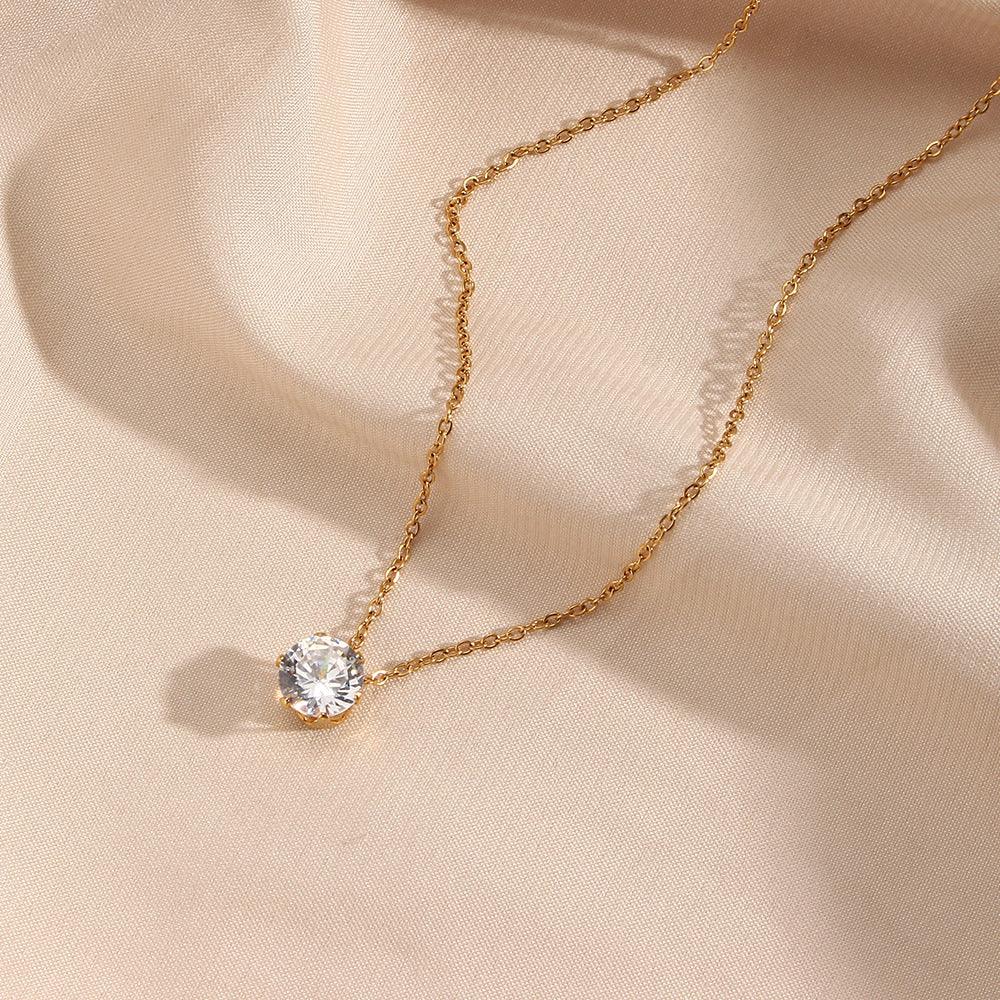[Raffine]Kyla Solitaire Gold Necklace