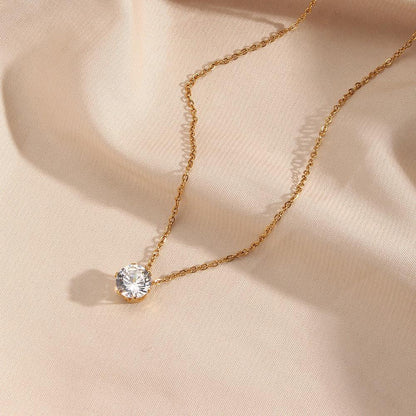 [Raffine]Kyla Solitaire Gold Necklace