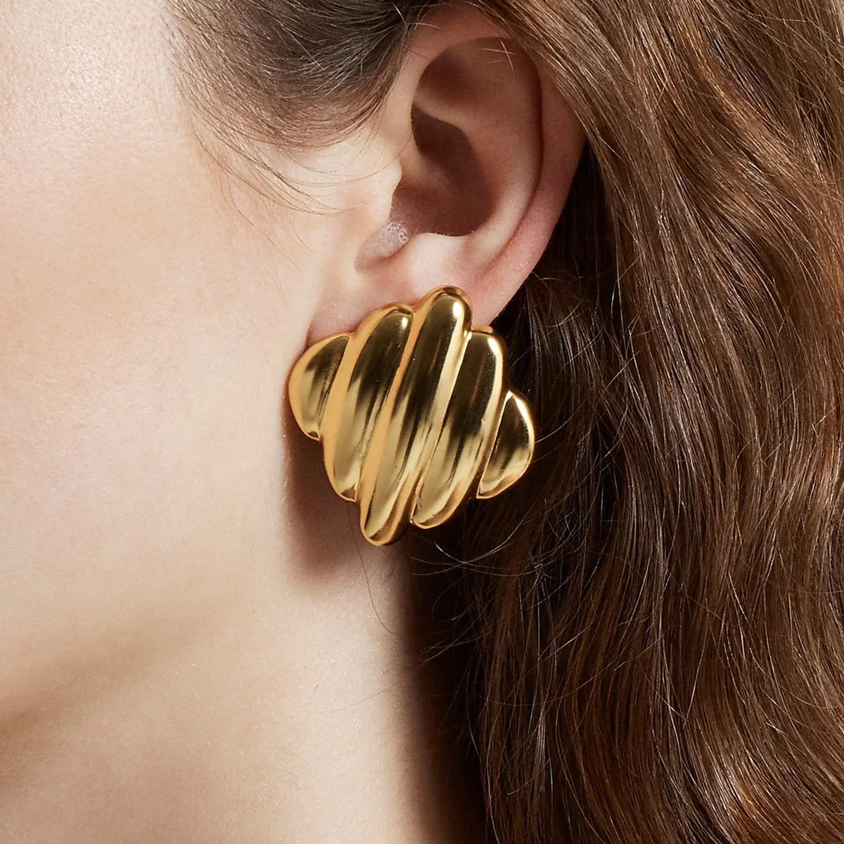 [Raffine]Maxine Rippled Gold Earrings