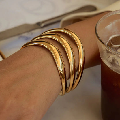 [Raffine]Meredith Triple Layer Gold Bangle