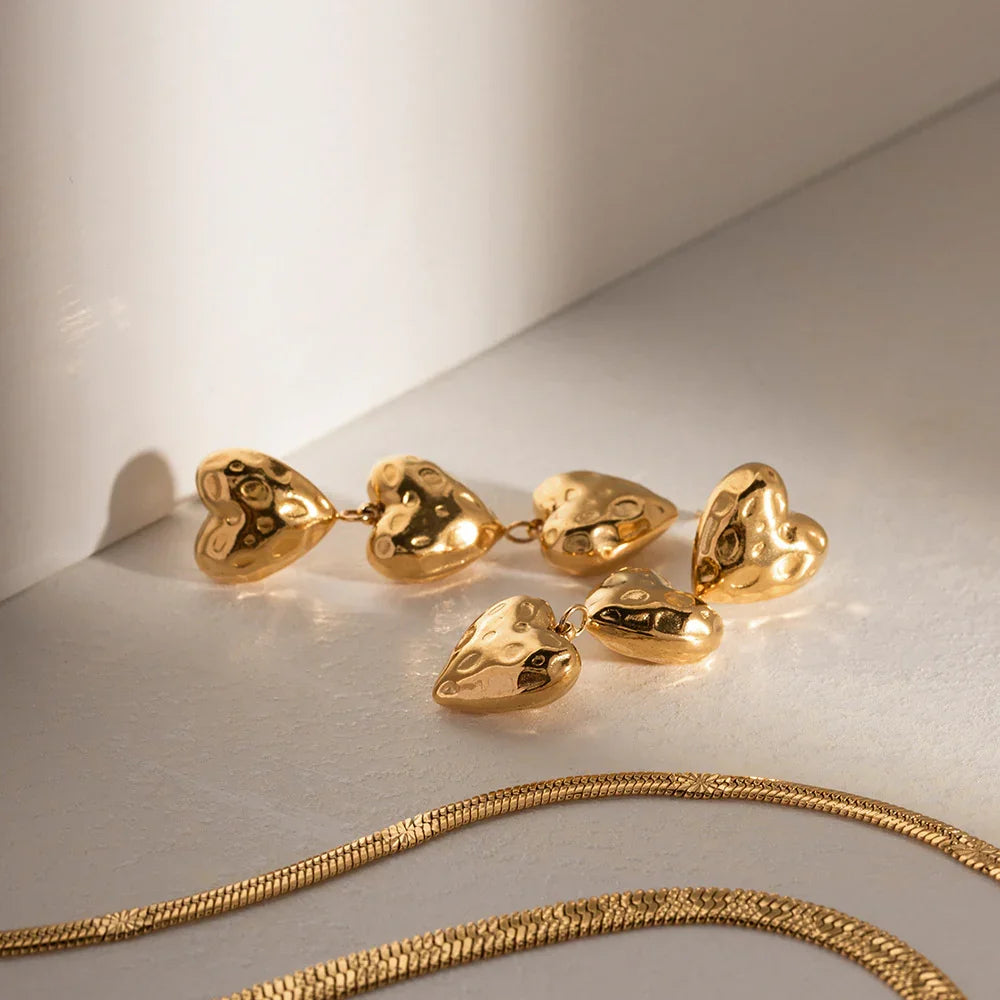 [Raffine]Heather Heart Gold Earrings