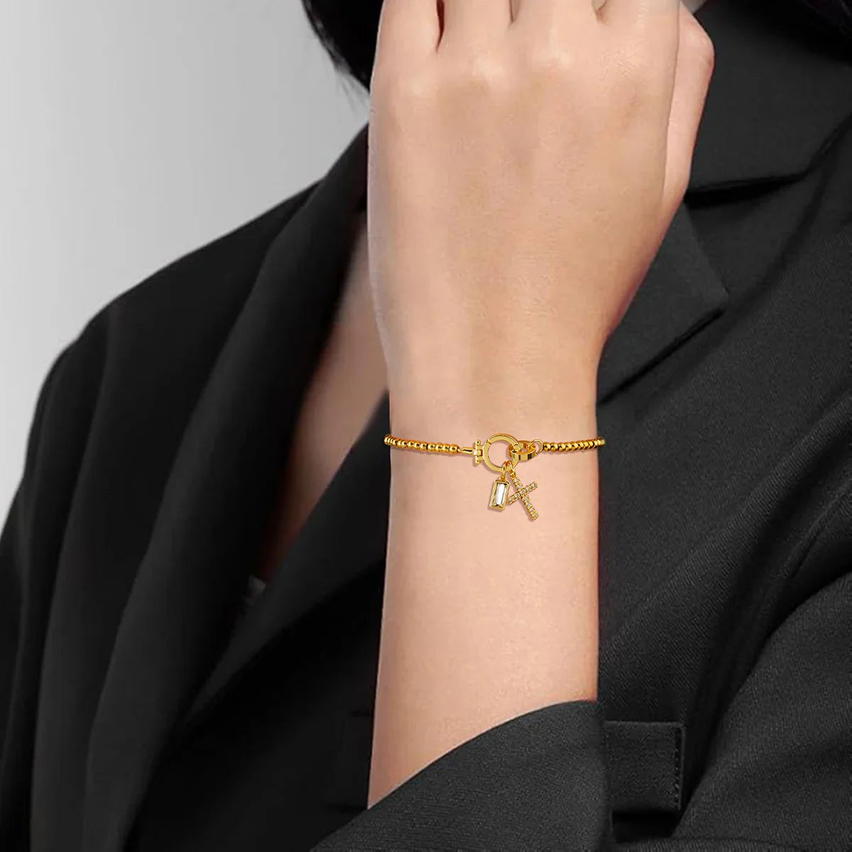 [Raffine]Amalia Birthstone Cross Bracelet