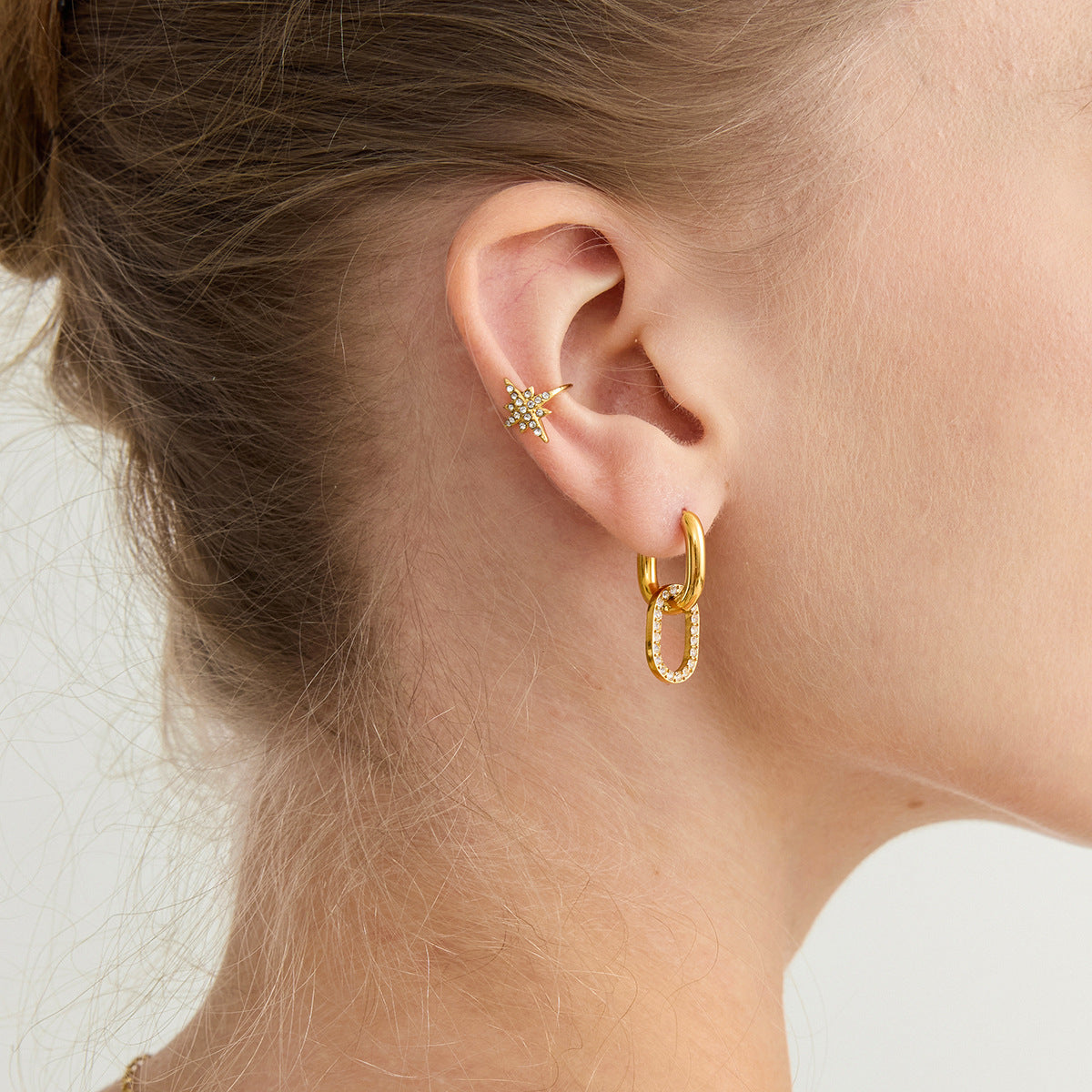 [Raffine]Aina Double Hoop Diamond Earrings