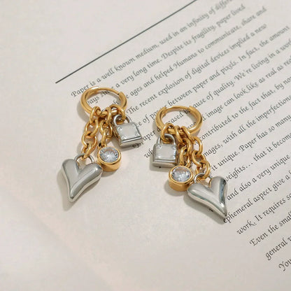 [Raffine]Sarah Heart & Lock Gold Earrings