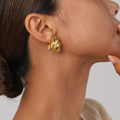 [Raffine]Ainsley Floral Gold Earrings