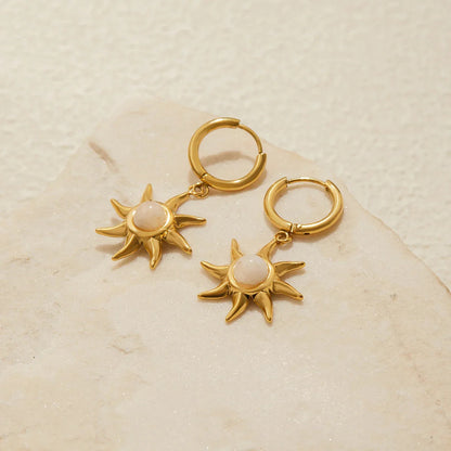 [Raffine]Helia Sun-shaped Moonstone Earrings