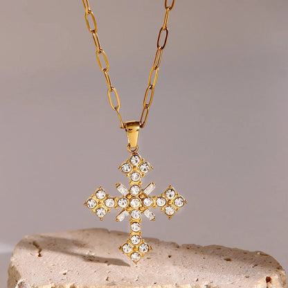 [Raffine]Divina Crystal Cross Necklace