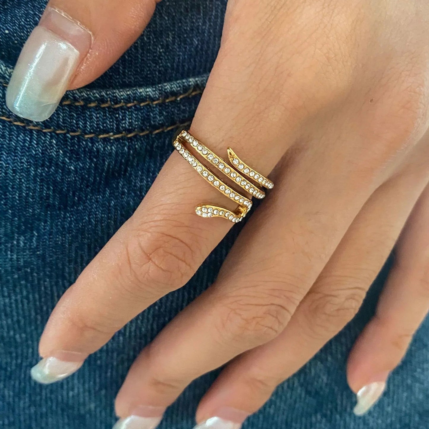 [Raffine]Serpentina Layered Diamond Ring