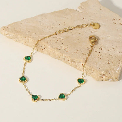 [Raffine]Francia Green Heart Bracelet