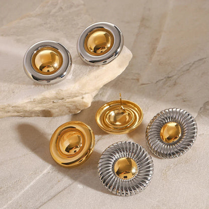 [Raffine]Summers Gold Button Earrings