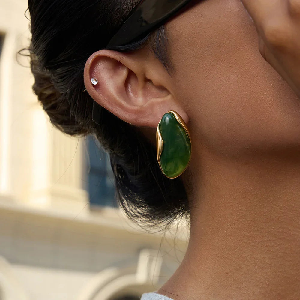 [Raffine]Amelise Polished Gemstone Earrings