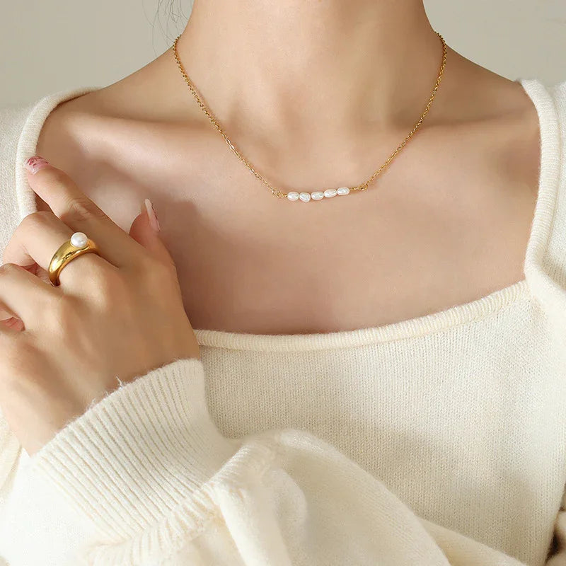 [Raffine]Fleur Freshwater Pearl Gold Necklace