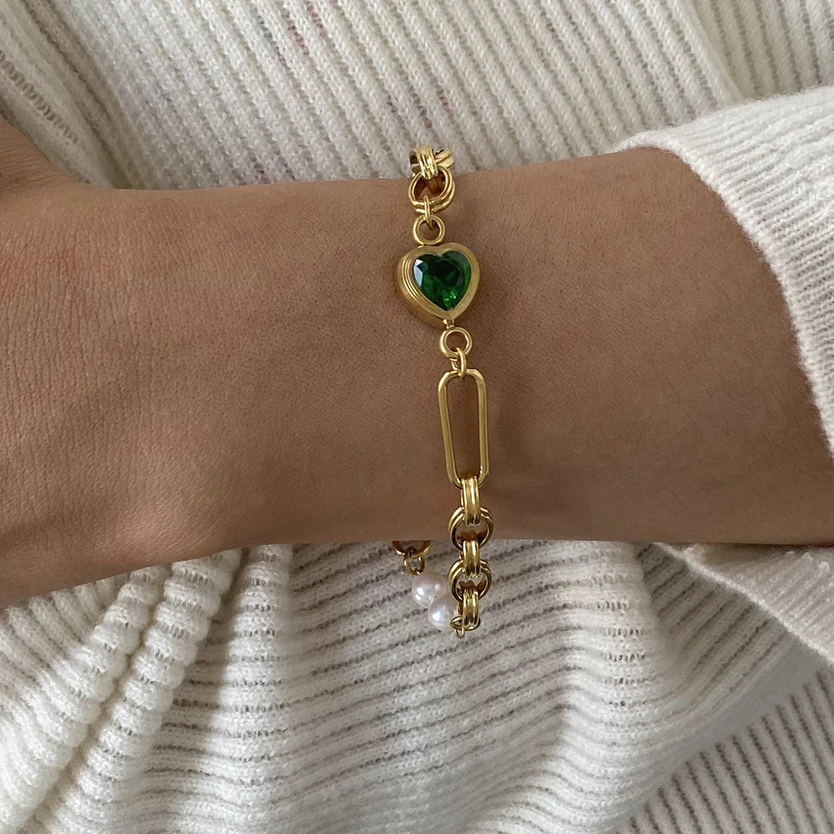 [Raffine]Maddison Pearl Chain Gold Bracelet