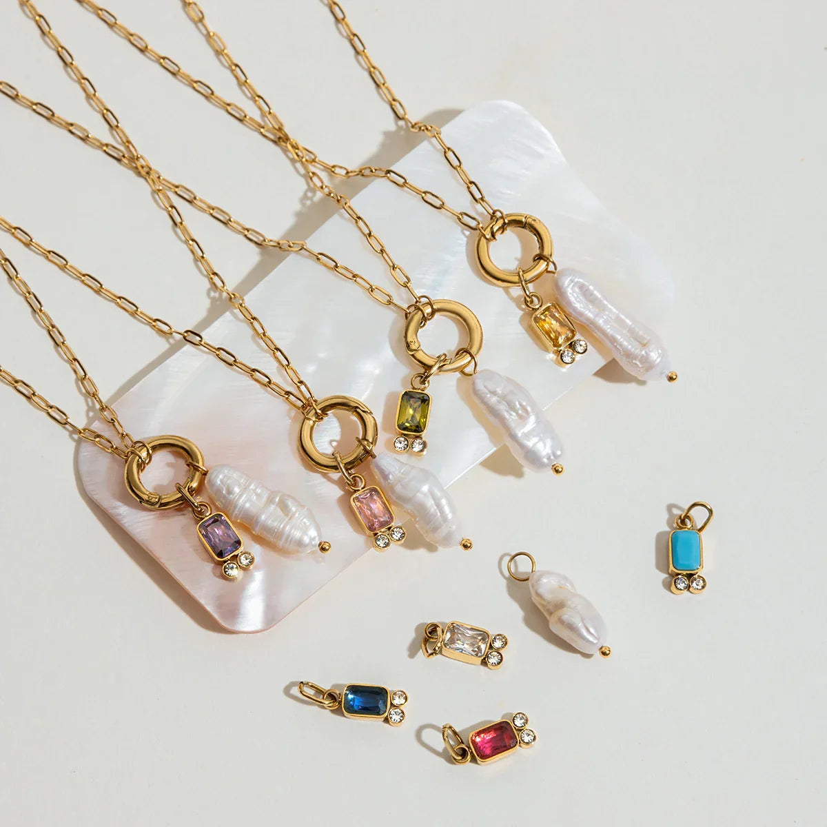 [Raffine]Caitlin Birthstone Pearl Necklace