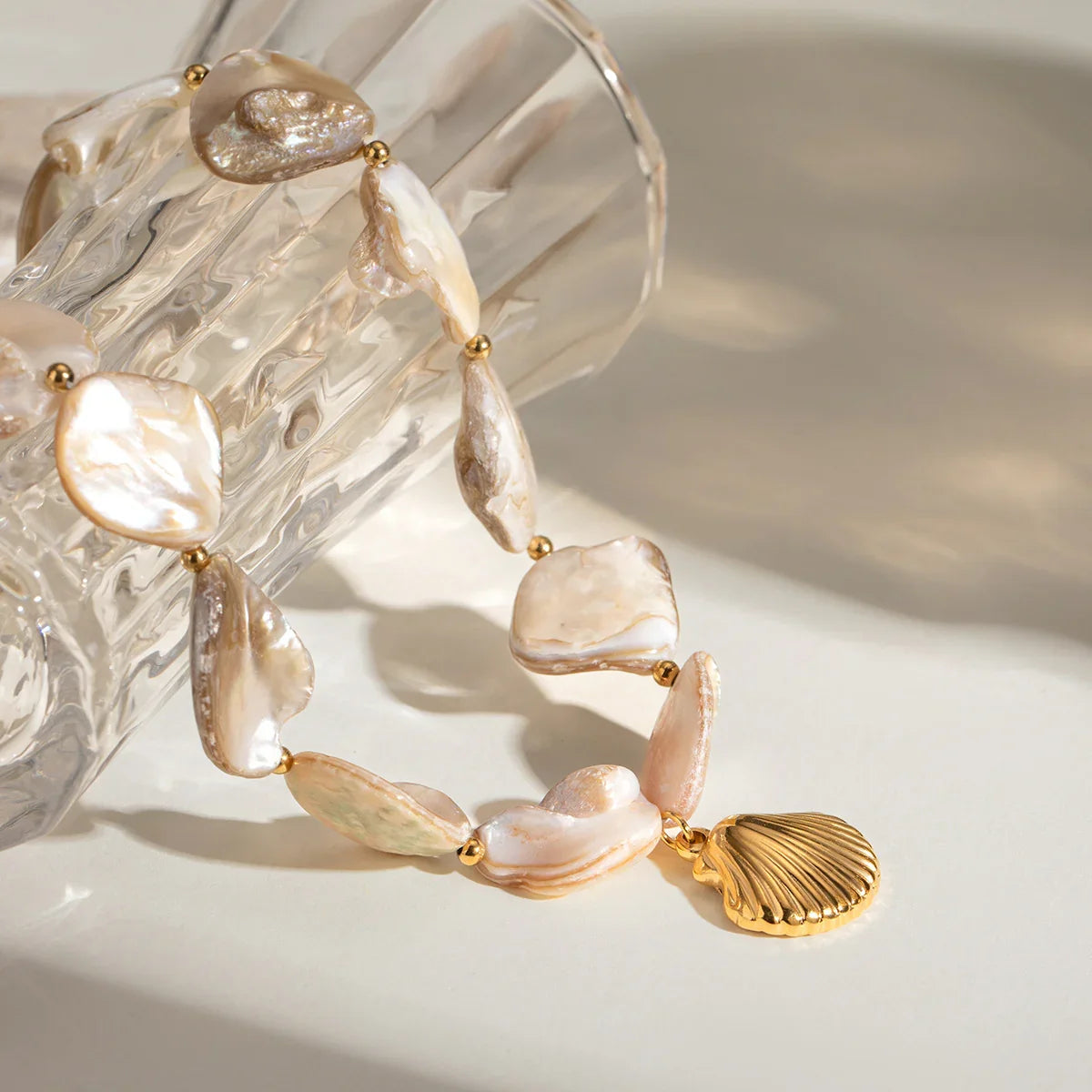 [Raffine]Aquamarine Seashell Necklace