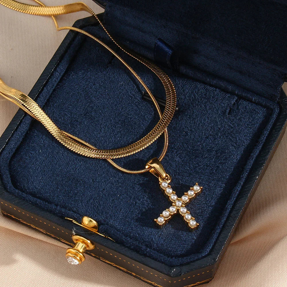 [Raffine]Fiona Layered Gold Initial Letter Necklace