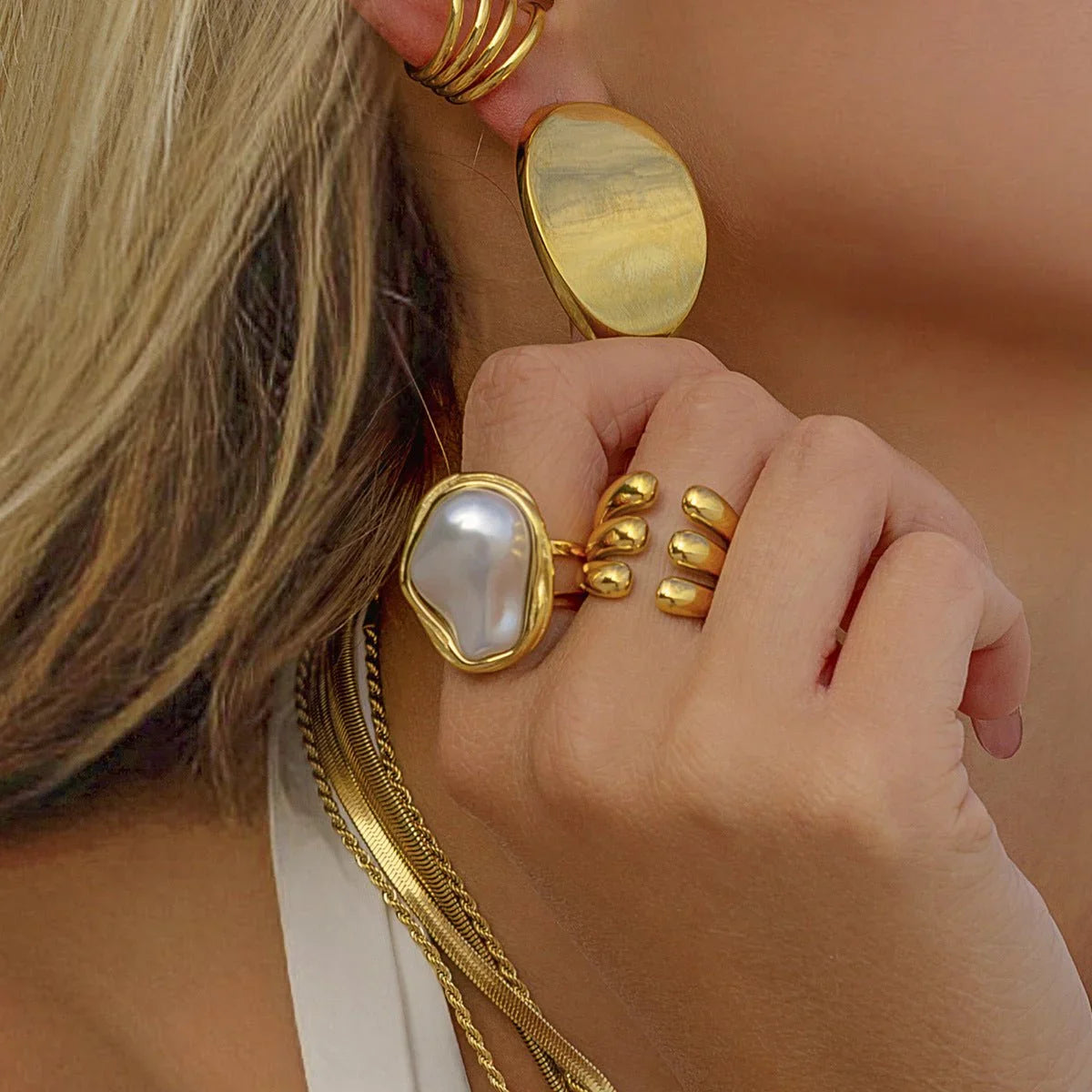 [Raffine]Charis Gold Pearl Ring