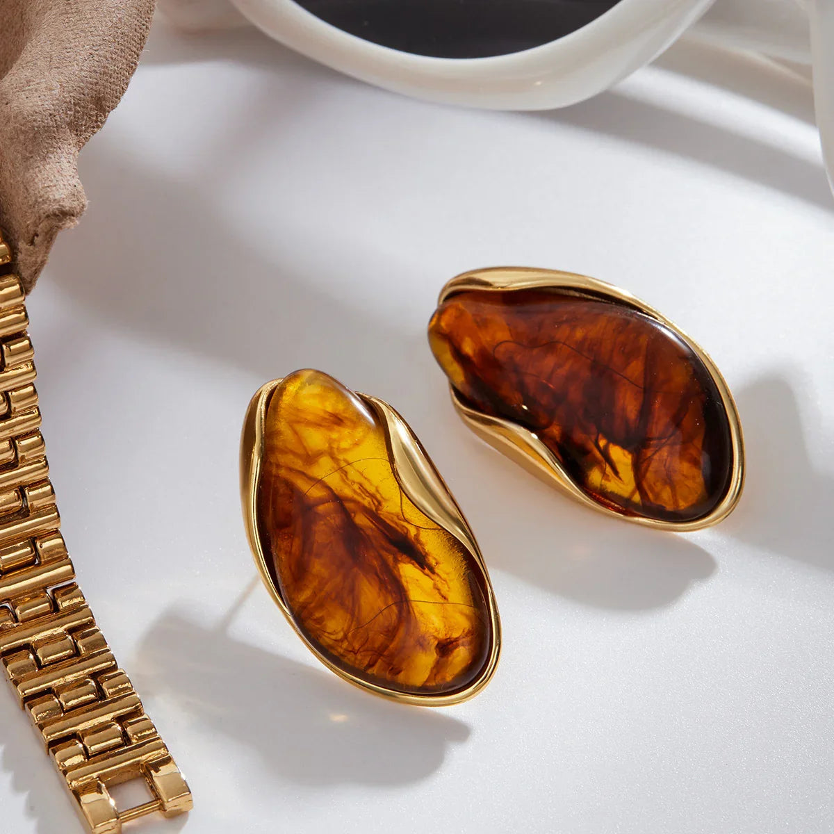 [Raffine]Amelise Polished Gemstone Earrings