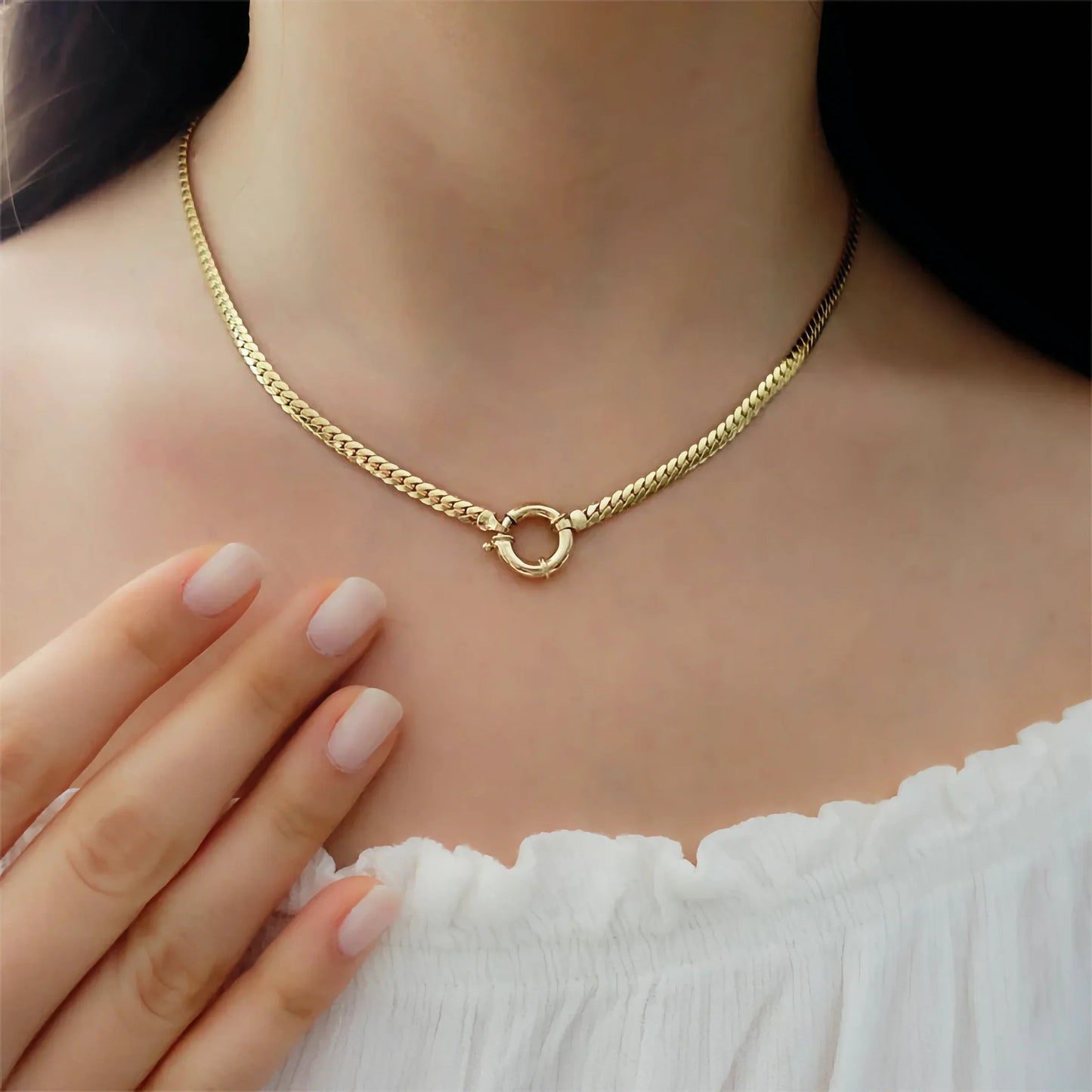 [Raffine]Gardenia Gold Herringbone Pendant