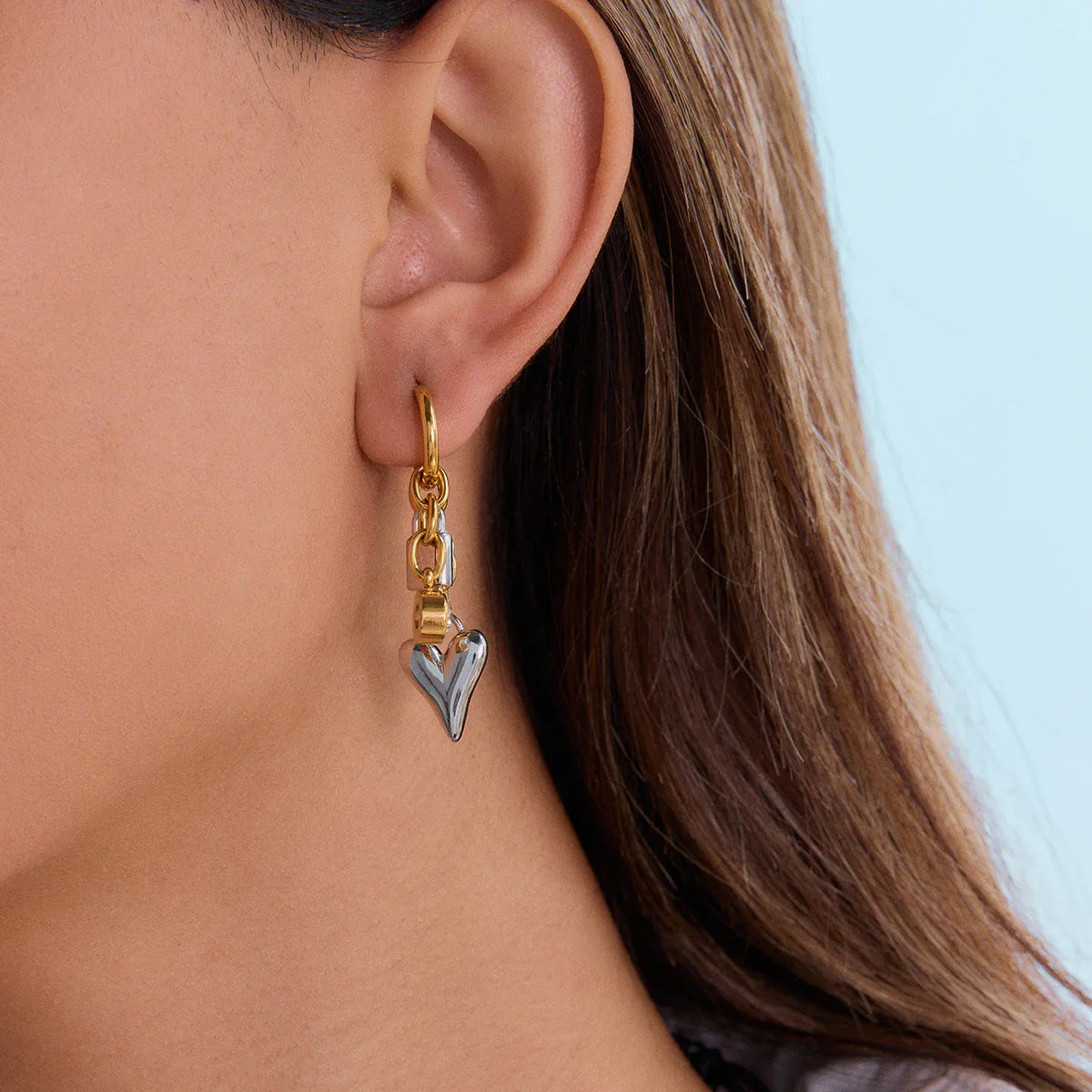 [Raffine]Sarah Heart & Lock Gold Earrings