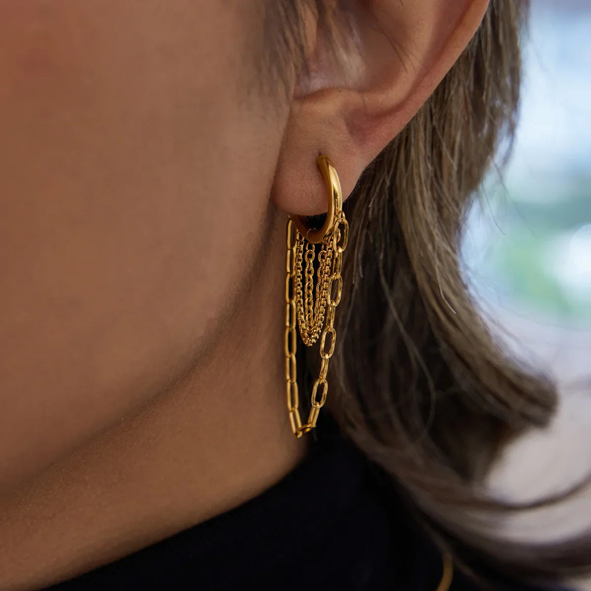 [Raffine]Alaina Link Chain Hoops