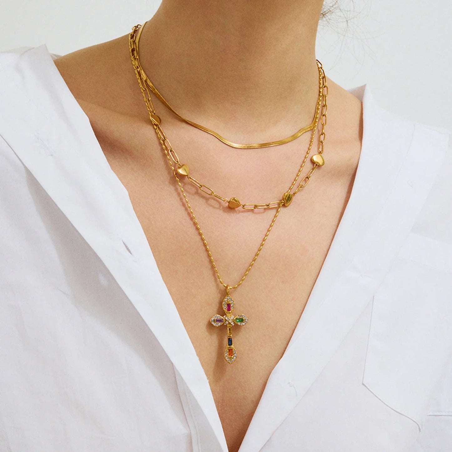 [Raffine]Olea Diamond Crucifix
