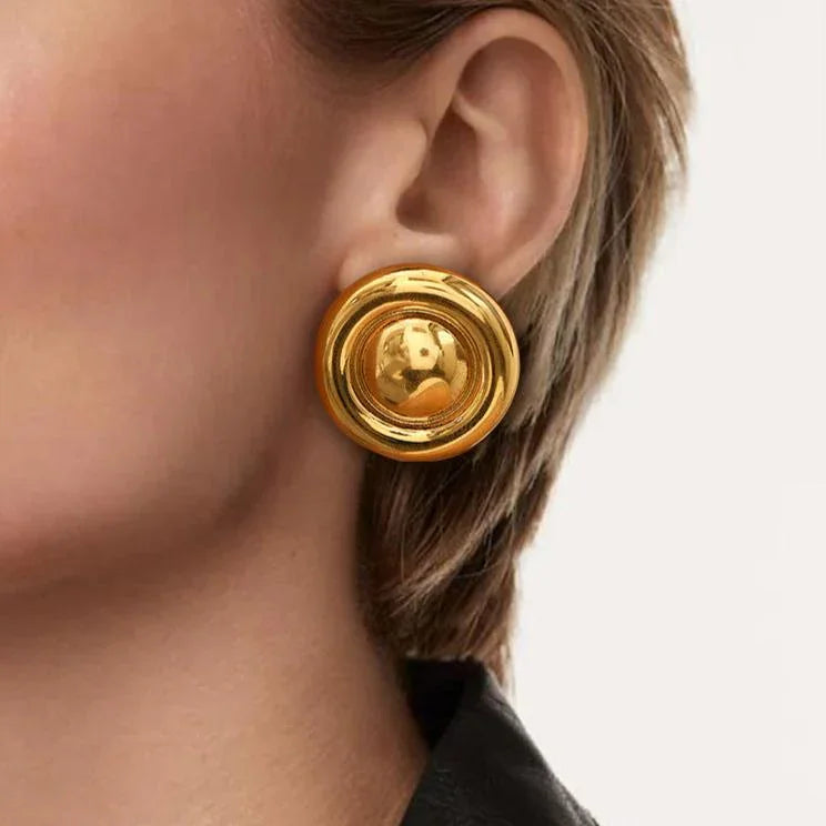 [Raffine]Summers Gold Button Earrings
