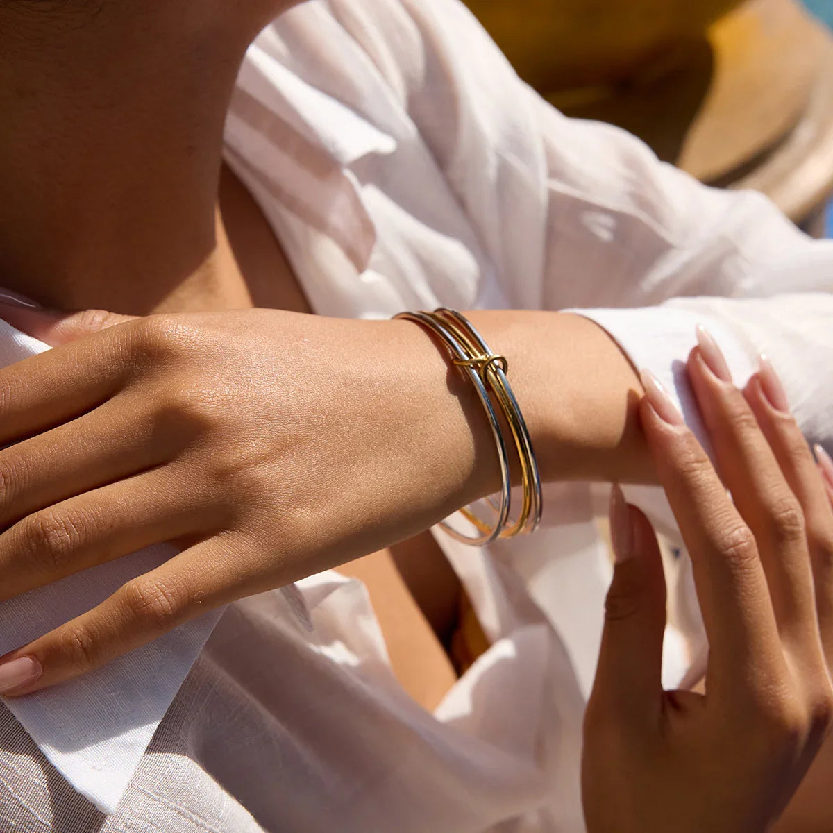 [Raffine]Romina Two Tone Stacked Bracelet