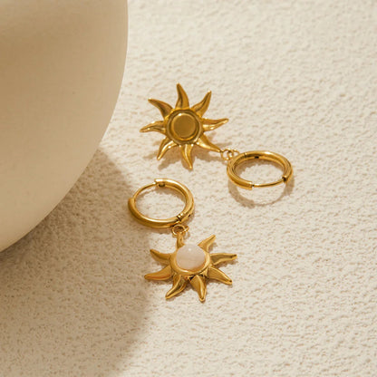 [Raffine]Helia Sun-shaped Moonstone Earrings