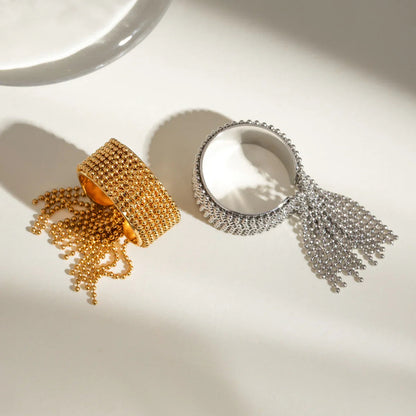 [Raffine]Krystelle Gold Tassel Ring