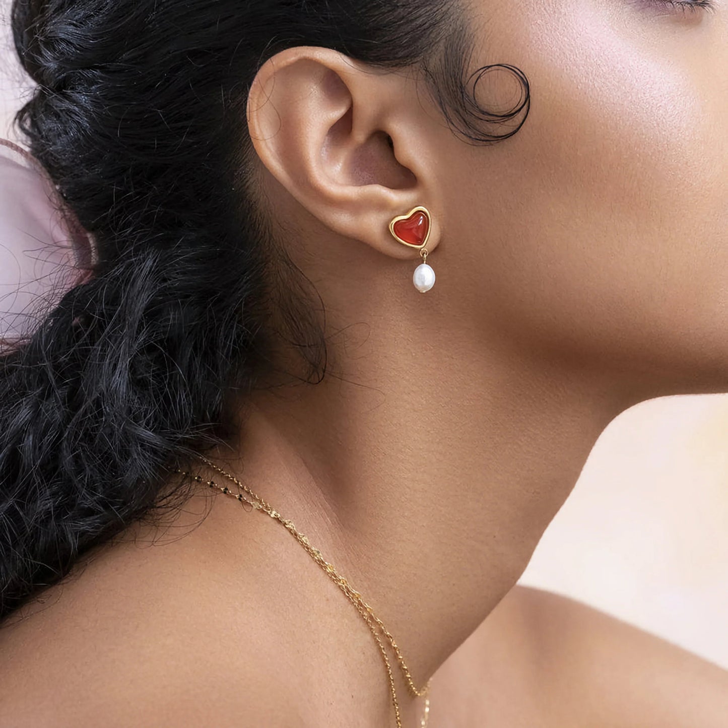 [Raffine]Sabina Pearl Heart Gold Earrings