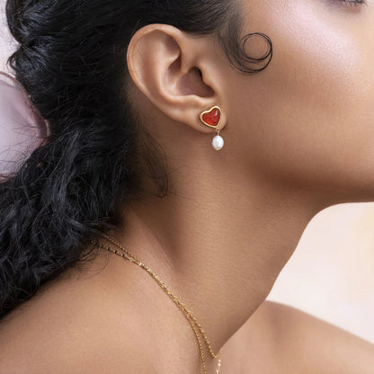 [Raffine]Sabina Pearl Heart Gold Earrings