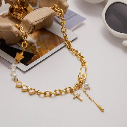 [Raffine]Zeraphine Diamond Pearl Gold Necklace