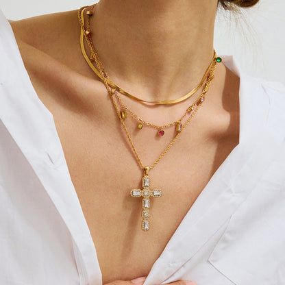 [Raffine]Evangelina Diamond Cross Necklace