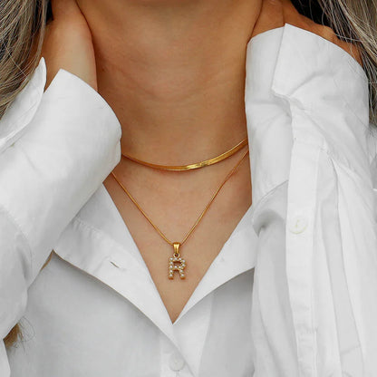 [Raffine]Fiona Layered Gold Initial Letter Necklace